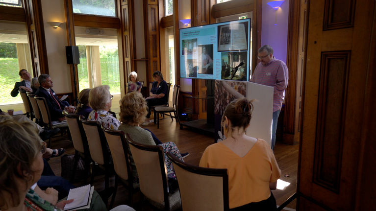 Dan Cull presenting a paper at the A la Ronde Symposium
